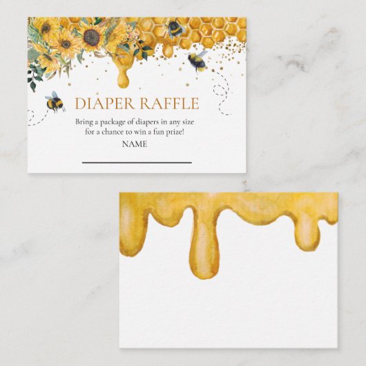Diaper Baby shower Honey Bee Waterverf Informatiekaartje (Voorkant / Achterkant)