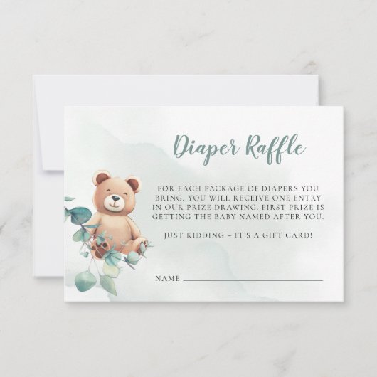 Diaper Baby shower-kaart met Raffle Bedankkaart (Voorkant)