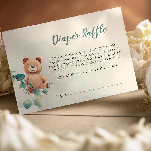 Diaper Baby shower-kaart met Raffle Bedankkaart