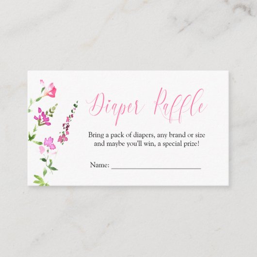 Diaper Baby shower met roze bloem Informatiekaartje (Voorkant)