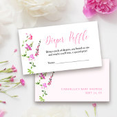 Diaper Baby shower met roze bloem Informatiekaartje