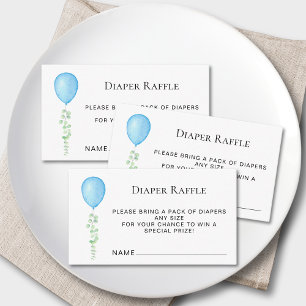 Diaper Baby shower Raffle Blue-ballon Informatiekaartje
