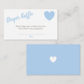 Diaper Baby shower Raffle Blue Heart Boy Informatiekaartje (Voorkant / Achterkant)