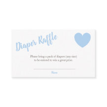 Diaper Baby shower Raffle Blue Heart Boy