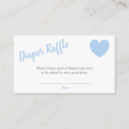 Diaper Baby shower Raffle Blue Heart Boy Informatiekaartje (Voorkant)