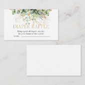 Diaper Baby shower Raffle Eucalyptus Greenery Informatiekaartje (Voorkant / Achterkant)