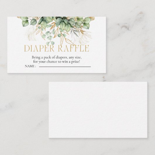 Diaper Baby shower Raffle Eucalyptus Greenery Informatiekaartje (Voorkant / Achterkant)