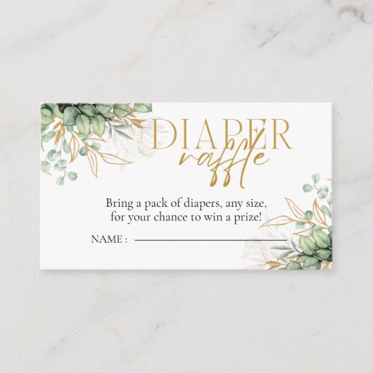 Diaper Baby shower Raffle Eucalyptus Greenery Informatiekaartje (Voorkant)