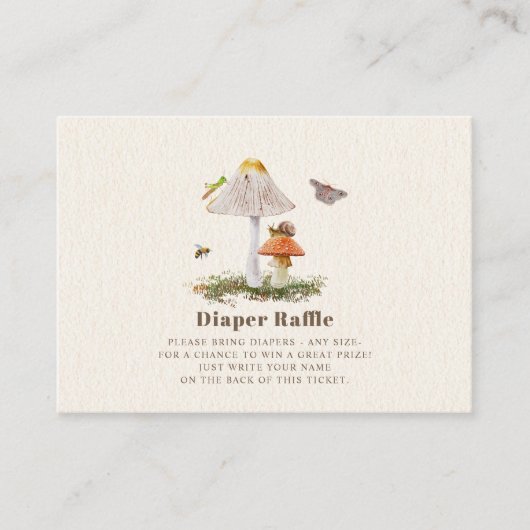 Diaper Baby shower Raffle Insect Woodland Mushroom Informatiekaartje (Voorkant)