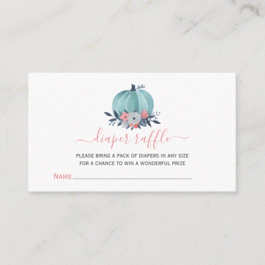 Diaper Baby shower Raffle Little Pumpkin-behuizing Informatiekaartje (Voorkant)