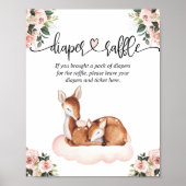 Diaper Baby shower Raffle Oh Deer Poster (Voorkant)
