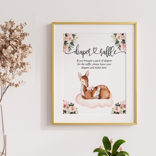 Diaper Baby shower Raffle Oh Deer Poster
