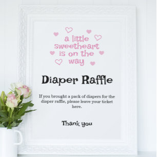 Diaper Baby shower Raffle Pink Girl Poster