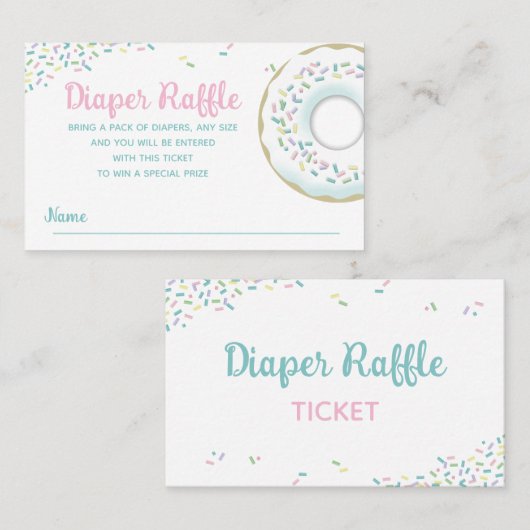 Diaper Baby shower Raffle Sprinkle Doughnut Visitekaartje (Voorkant / Achterkant)
