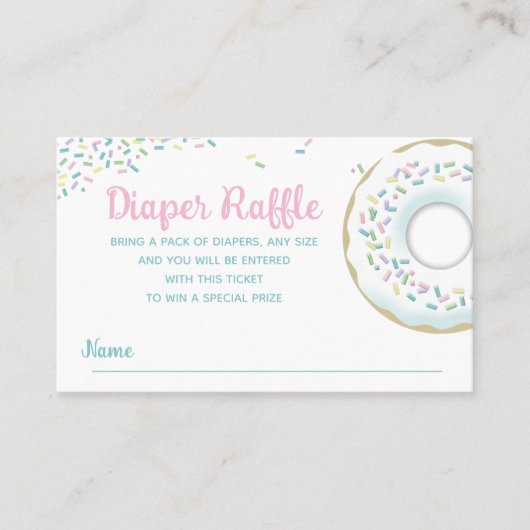 Diaper Baby shower Raffle Sprinkle Doughnut Visitekaartje (Voorkant)