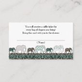 Diaper Baby shower Raffle Ticket Elephant Safari Informatiekaartje (Achterkant)
