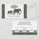 Diaper Baby shower Raffle Ticket Elephant Safari Informatiekaartje (Voorkant / Achterkant)