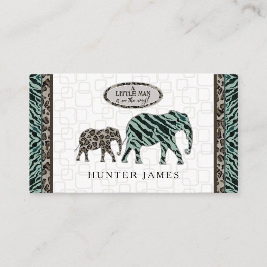 Diaper Baby shower Raffle Ticket Elephant Safari Informatiekaartje (Voorkant)