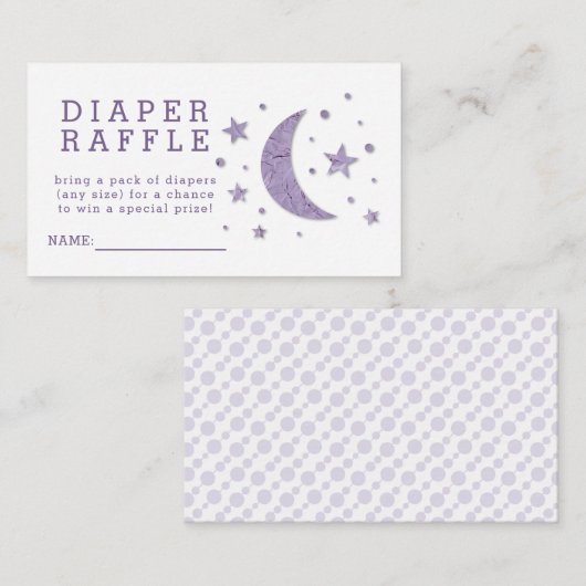 Diaper Baby shower Raffle Ticket Lavender Stars Informatiekaartje (Voorkant / Achterkant)