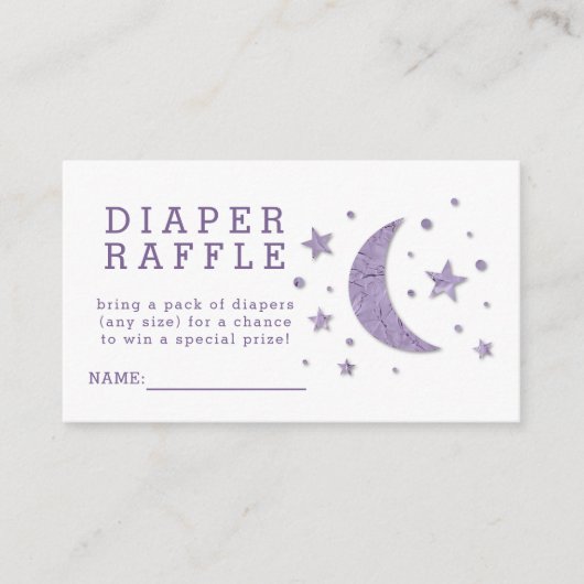 Diaper Baby shower Raffle Ticket Lavender Stars Informatiekaartje (Voorkant)