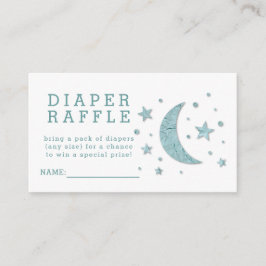 Diaper Baby shower Raffle Ticket Mint Stars Moon Informatiekaartje