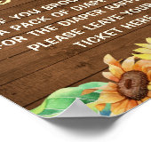 Diaper Baby shower Rustic Yellow Sunflower Poster (Hoek)