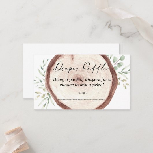 Diaper Baby shower-spel met Raffle Plaatskaartje (Voorkant / Achterkant in situ)
