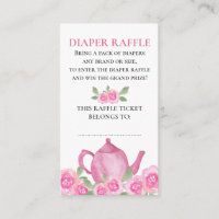 Diaper Baby shower van Raffle Pink Floral Teapot