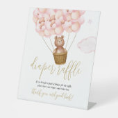Diaper Baby shower van Raffle Teddy Bear Pink-ball Reclamebord Met Voetstuk (Voorkant)