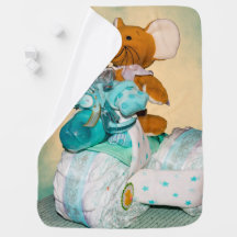 Diaper cake A diaper cake Tricycle with blue ribbo