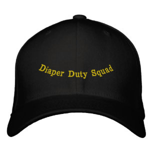 Diaper Duty Squad Voor Achter Zwart Flexfit Wol Geborduurde Pet