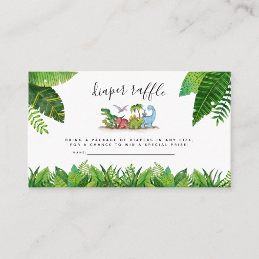 Diaper Kaart Raffle, Dinosaur Th-Baby shower (Voorkant)