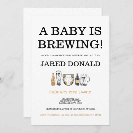 Diaper Kegger Invitation Beer & Diapers Dad Shower Kaart (Voorkant / Achterkant)