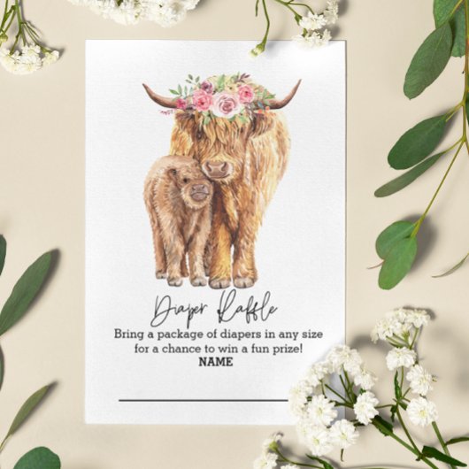 Diaper Koe Floral Enclosure Raffle Highland Informatiekaartje
