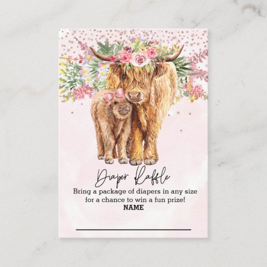 Diaper Koe Floral van Raffle Pink Girl Highland Informatiekaartje (Voorkant)