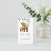 Diaper Koe Greenery Baby shower Raffle Highland Informatiekaartje (Staand voorkant)