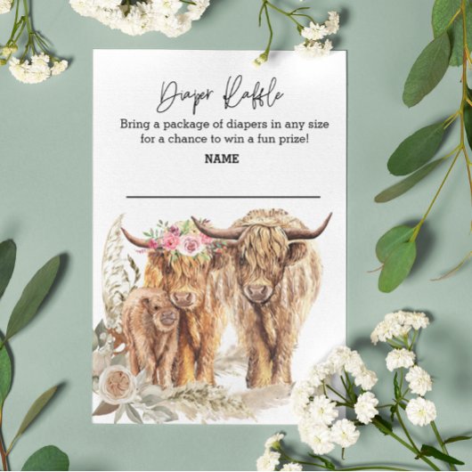 Diaper Koe Raffle Highland Couple Pampas Grass Informatiekaartje