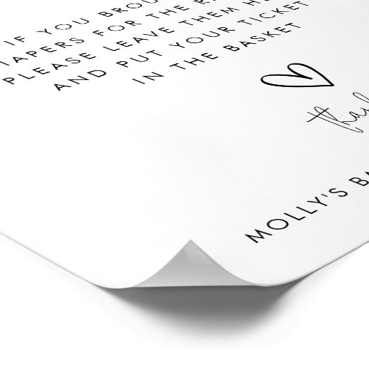 Diaper minimalistisch script over Raffle Black & W Poster (Hoek)