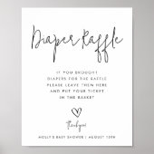 Diaper minimalistisch script over Raffle Black & W Poster (Voorkant)