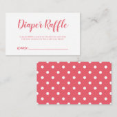 Diaper Rafffle Ticket Coral Pink Polka Dot. Informatiekaartje (Voorkant / Achterkant)