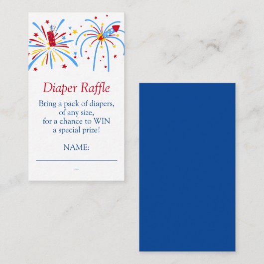 Diaper Raffle 4 juli Baby shower Informatiekaartje (Voorkant / Achterkant)