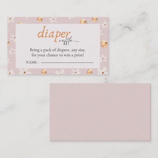 Diaper Raffle A Little Pumpkin Fall Baby Shower Informatiekaartje (Voorkant / Achterkant)