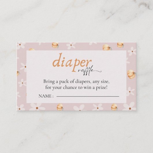 Diaper Raffle A Little Pumpkin Fall Baby Shower Informatiekaartje (Voorkant)