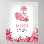 Diaper Raffle Baby Game Silver Flamingo Ballerina Poster (Voorkant)