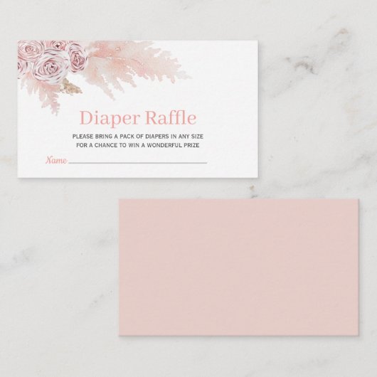 Diaper Raffle Baby shower Boho Floral Enclosure Informatiekaartje (Voorkant / Achterkant)