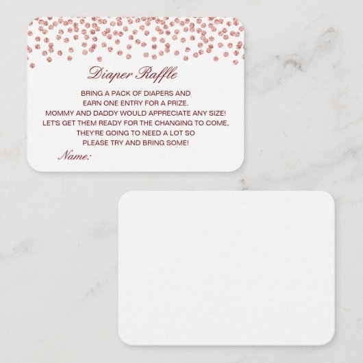Diaper Raffle Baby Shower Insert Printed Informatiekaartje (Voorkant / Achterkant)