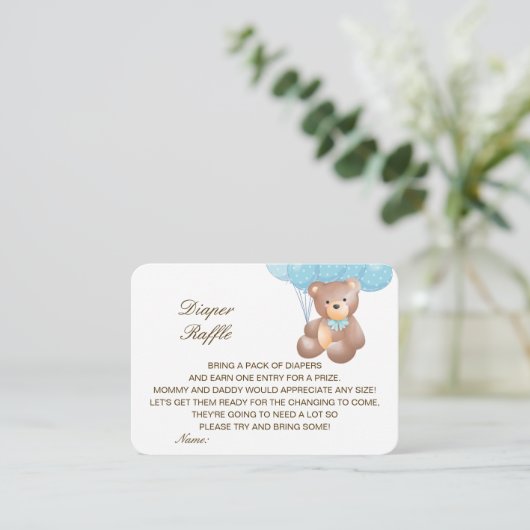 Diaper Raffle Baby Shower Insert Printed Informatiekaartje (Staand voorkant)