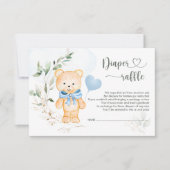 DIAPER Raffle Baby shower Teddy Bear Invitation Kaart (Voorkant)