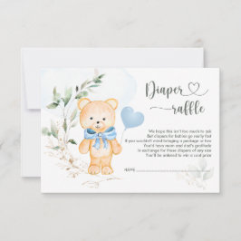 DIAPER Raffle Baby shower Teddy Bear Invitation Kaart