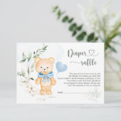 DIAPER Raffle Baby shower Teddy Bear Invitation Kaart (Staand voorkant)